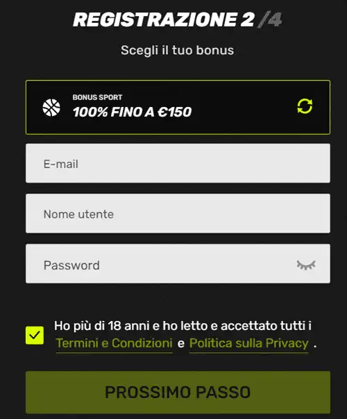 Sportuna registrazione